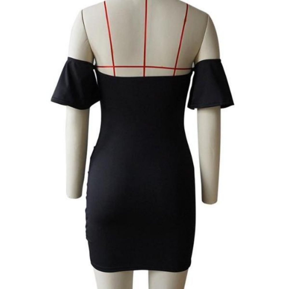 Aria Tie-up Mini Dress in Black - Picture 2 of 4